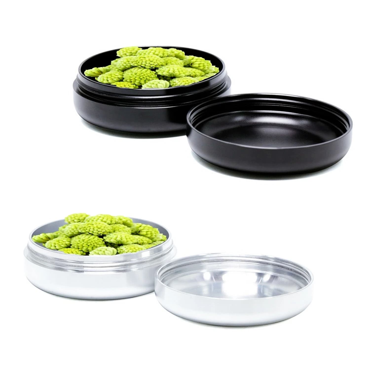 Premiun Stash Box in alluminio, impermeabile, ermetico, diametro 55x24 mm, scatola antiodore protetta dalla luce UV per erbe e spezie