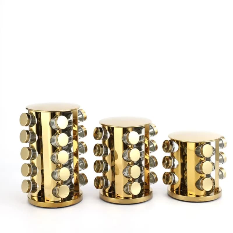 Base rotonda con set di bottiglie per condimenti Materiale in acciaio inossidabile con telaio rotante Barattolo per condimenti per sale da cucina ZF625