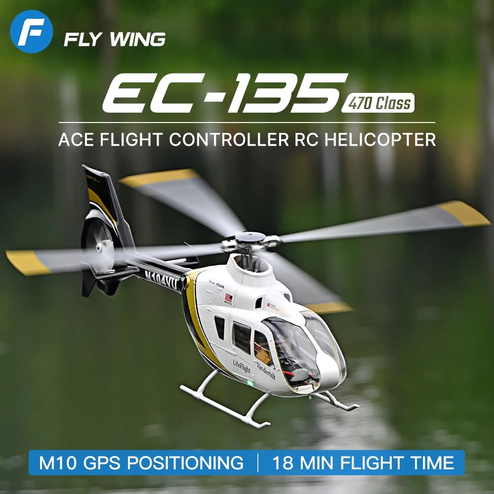 Flywing EC135 RC Scale Helicopter Brushless Simulation RC Scale Helicopter with ACE Flight Control Beidou M10 GPS RTF In Stock