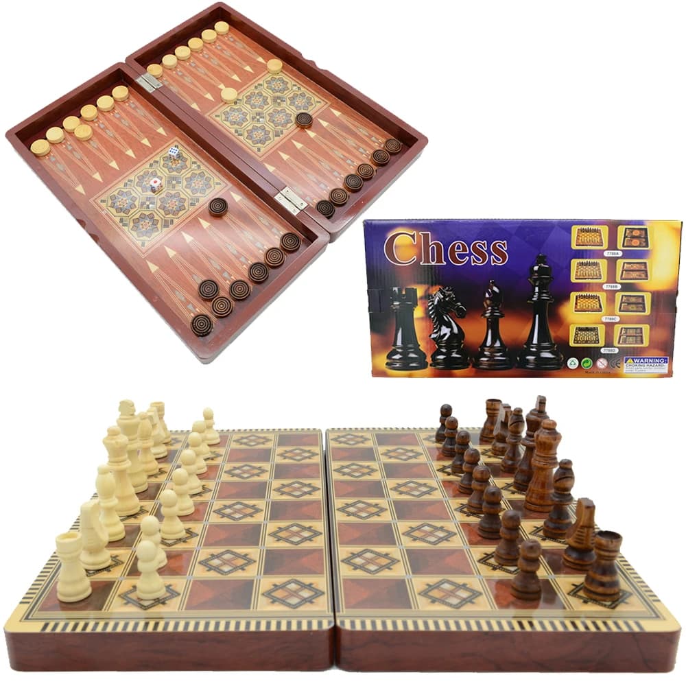 3-in-1 Board modalità Multiple 40x40cm Luxury Knight dama scacchi Backgammon pieghevole gioco di intrattenimento intellettuale regalo