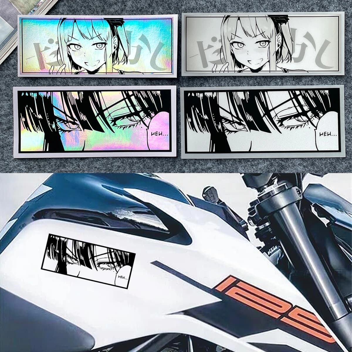 JDM Anime Girl Eyes Gaze Adesivi moto Impermeabile Moto Casco da bici Pannelli laterali Serbatoio carburante Carenatura Decalcomanie in vinile Accessori