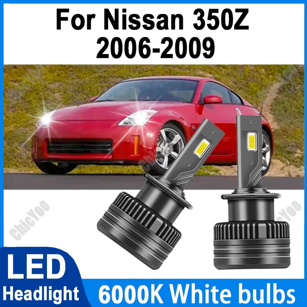 2PCS HID Xenon Headlight 120W 30000LM High Power Canbus No error LED Car Light Auto Lamp 6000K White For Nissan 350Z 2006-2009