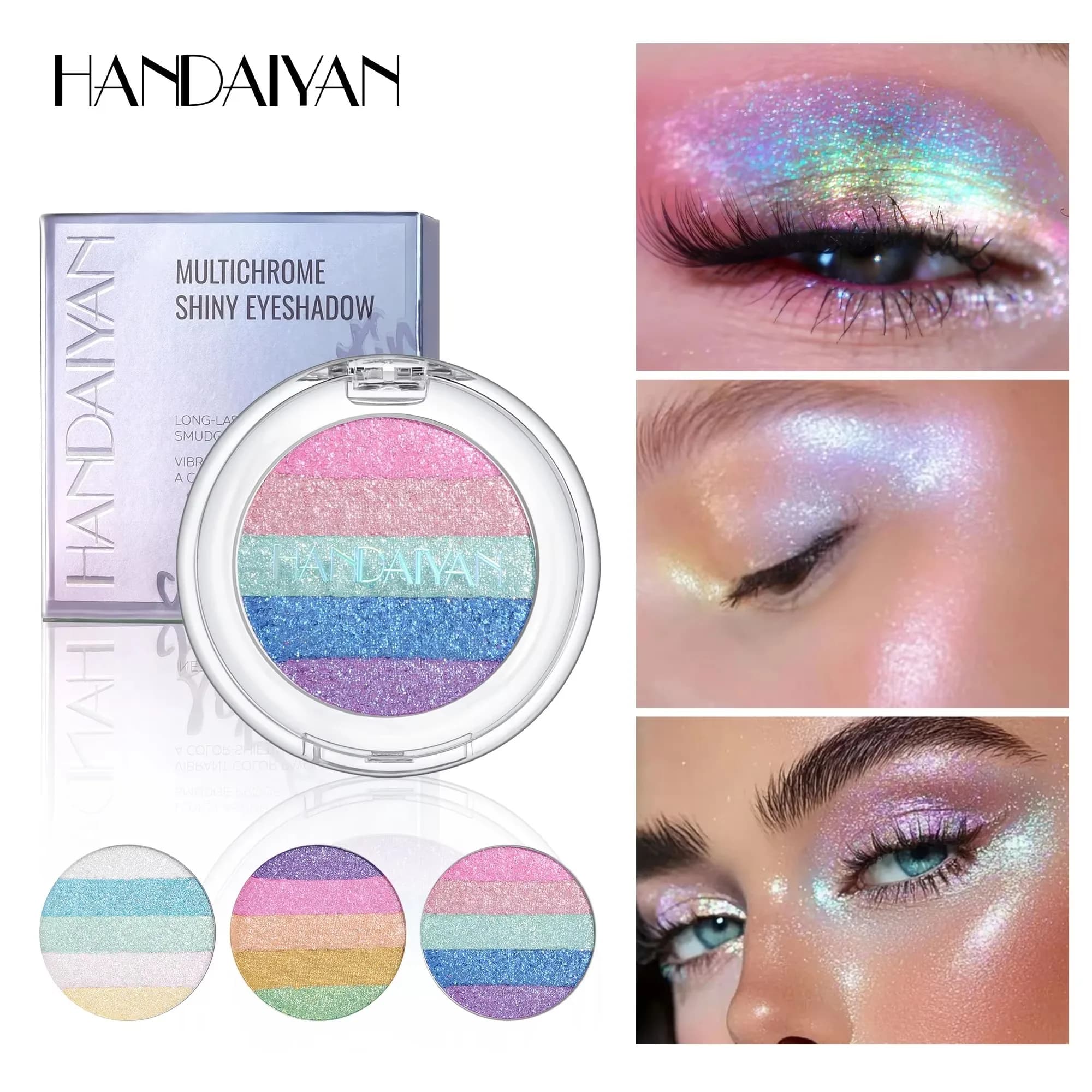 Multipurpose Pressed Powder Eye Makeup Palette Waterproof Long Lasting Highly Pigmented Rainbow Highlighter Chameleon Makeup