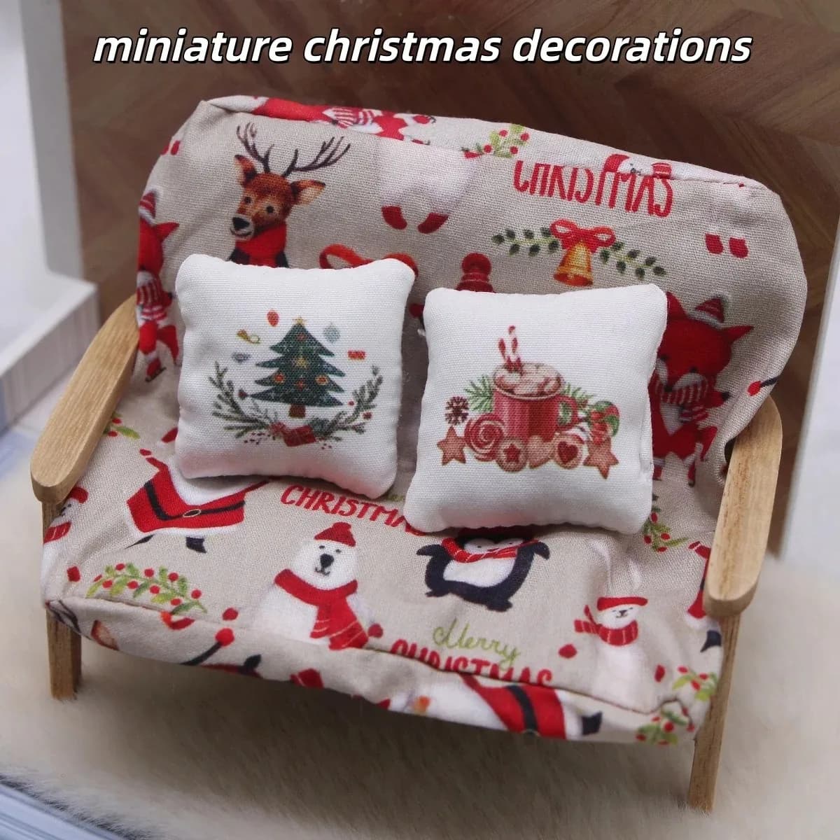 DIY Dollhouse Miniature Christmas Decorations Room Pillows Scene Decoration Props Miniature Accessories for Christmas Decoration