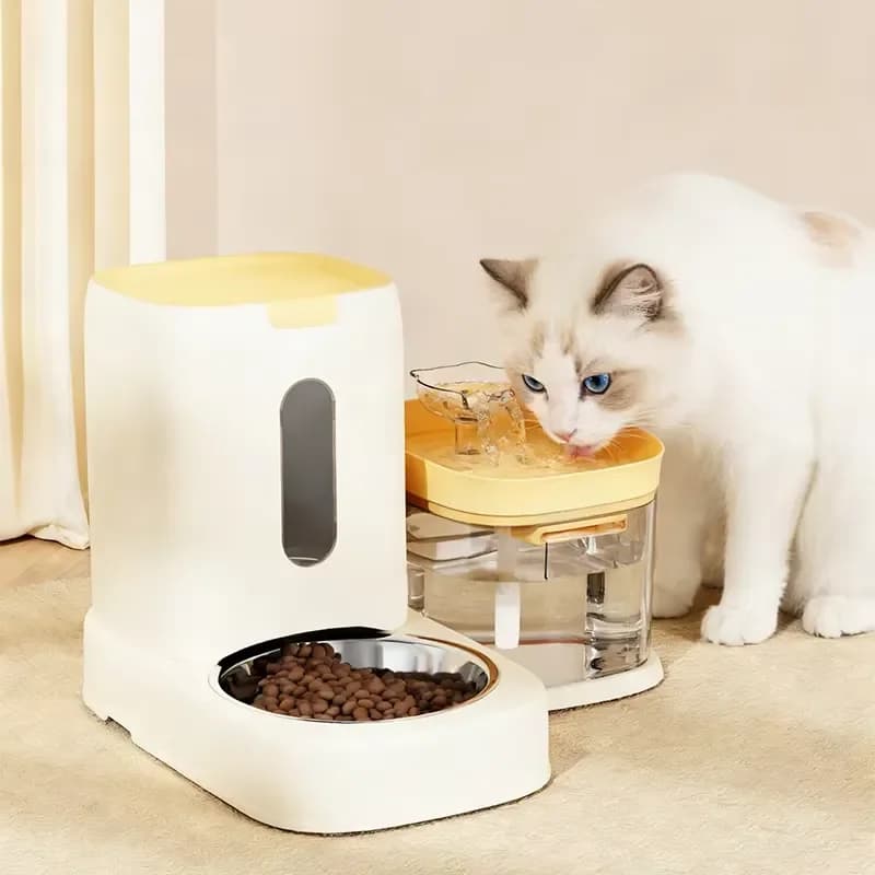 Automatic Pet Feeder and Water Dispenser 2-in-1 Stainless Steel Bowl for Dogs and Cats Food and Water Combo Chargeable with
