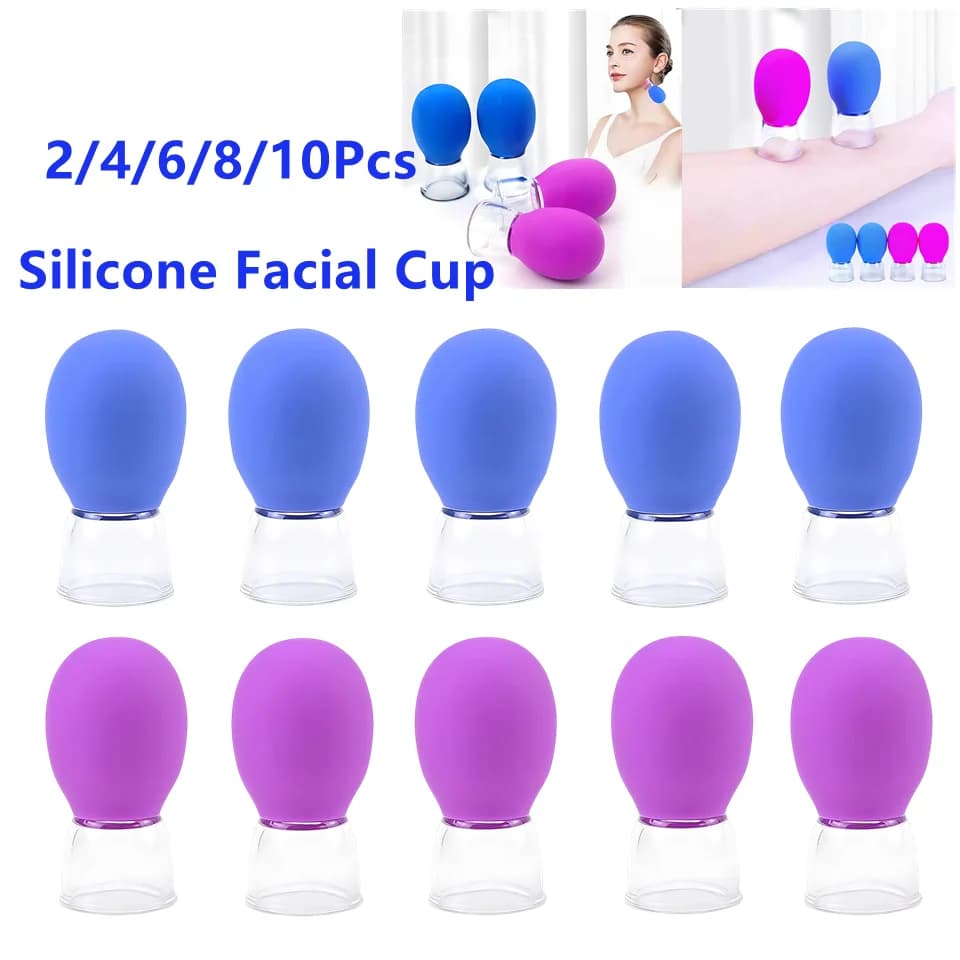 2-10 pezzi set di coppettazione per il viso occhi viso massaggio sottovuoto tazza anticellulite coppettazione in silicone terapia di massaggio ascensore pelle luminosa