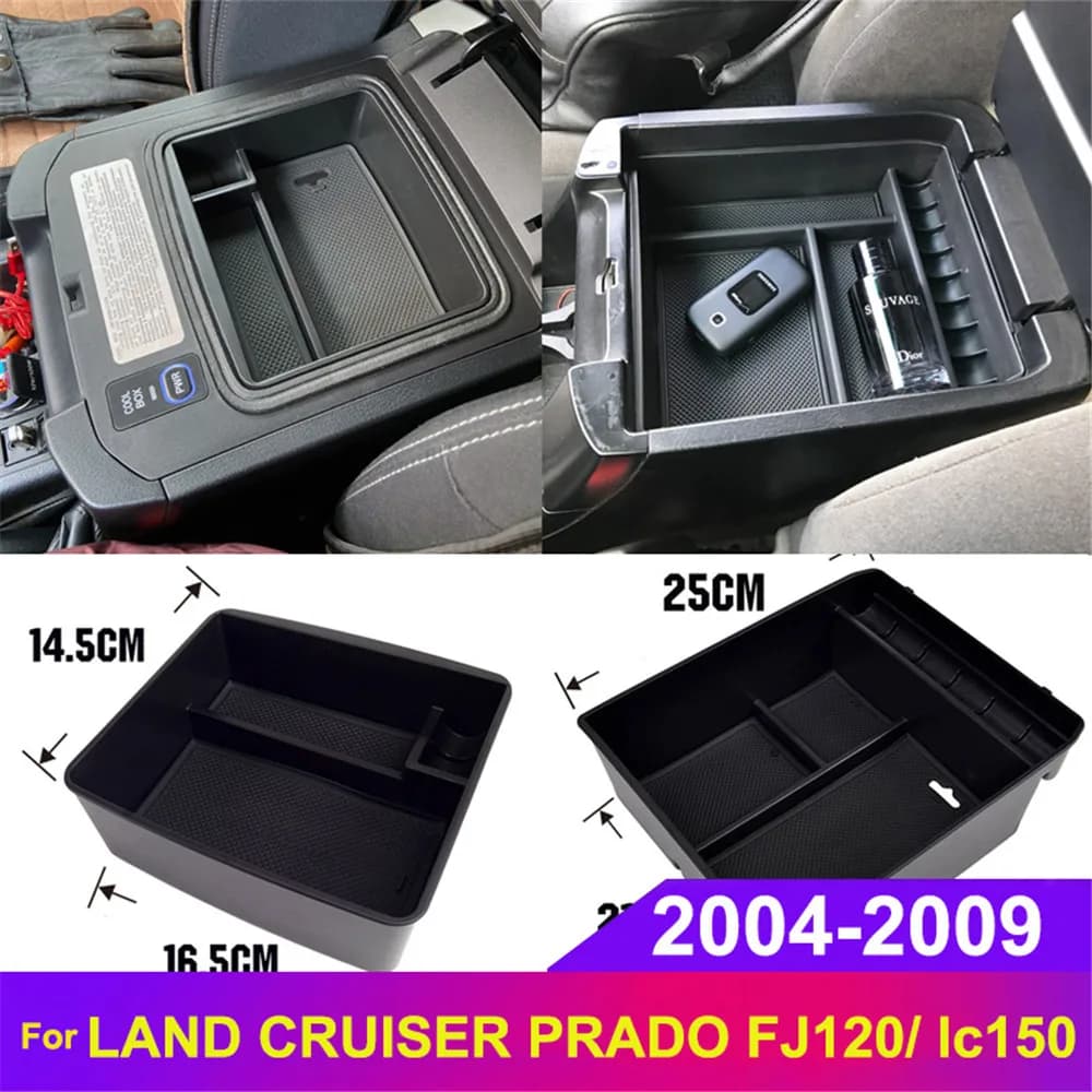 Auto Bracciolo Scatola di Immagazzinaggio Vassoio Per Toyota Land Cruiser Prado 120 FJ120 KDJ 120 125 2004-2008 2009 Console Centrale Organizzatore