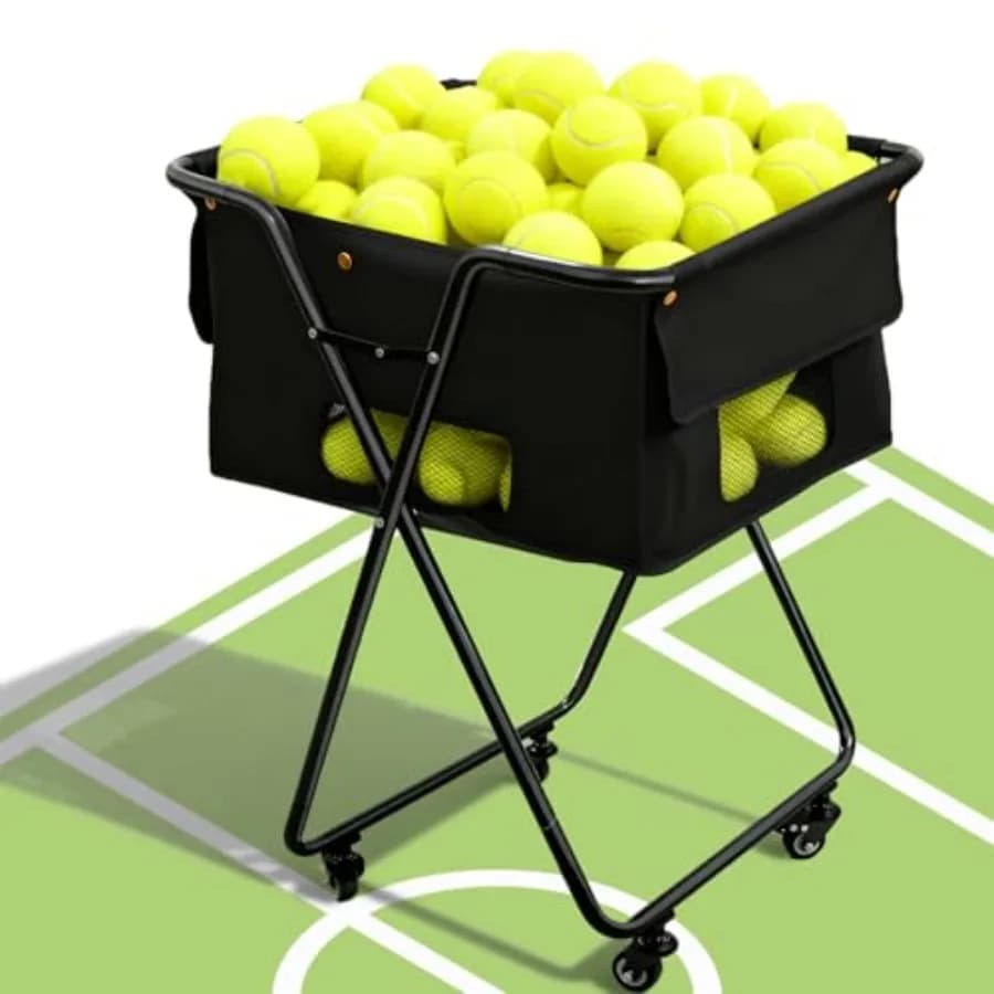 Contenitore Pieghevole per Palline da Tennis con Ruote, Capacità 170 Palline, per Baseball, Softball, Pickleball e Trasporto