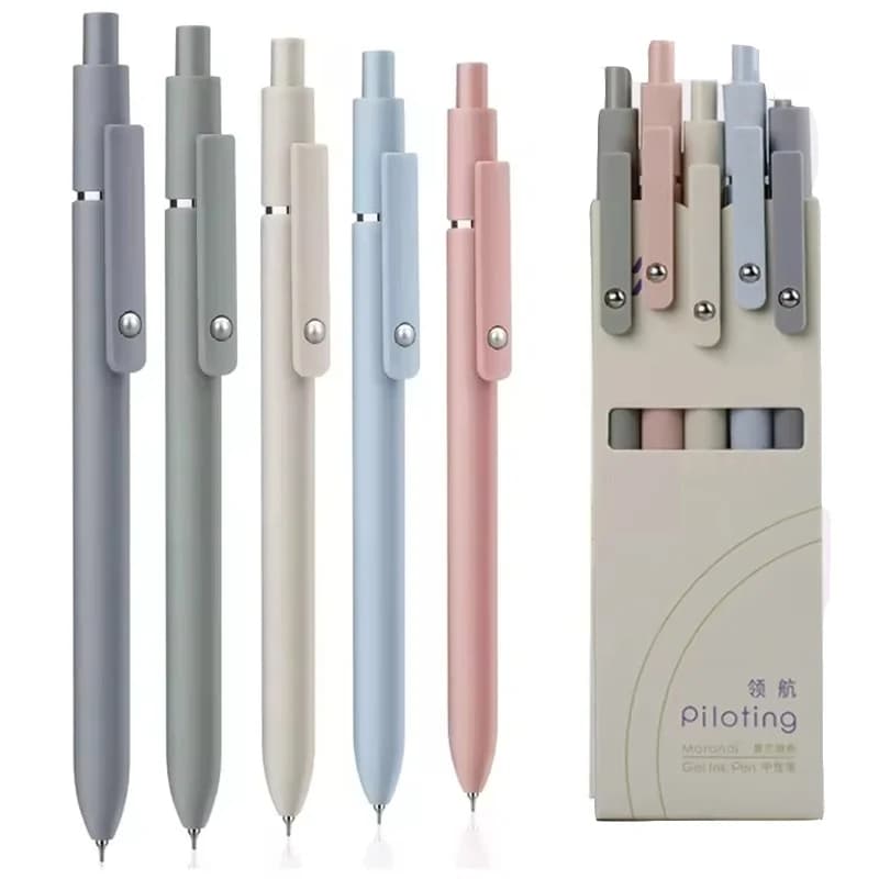 Set di penne gel a 5 colori, punta fine da 0,5 mm, penne a sfera a scrittura fluida e ad asciugatura rapida, per diario, disegno, apprendimento, ufficio, studio, cancelleria