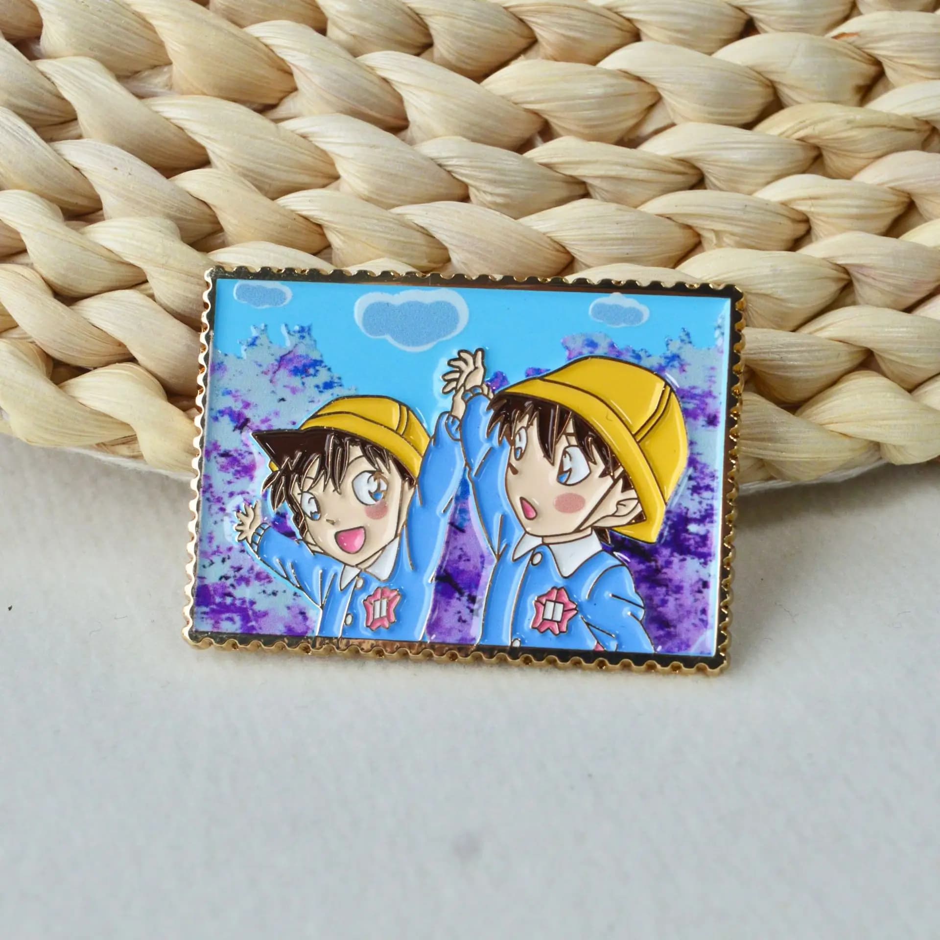 Distintivo del detective Conan Conan Ran Ingresso per la scuola materna Distintivo in lega per foto Distintivo per vernice Accessori per zaino Spilla