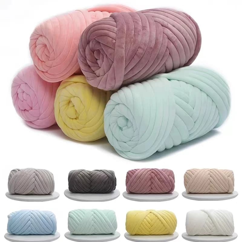 1kg Velluto Spesso Bulky Grosso Filato Lavorato A Mano Filo Tessuto Cestino Coperta Tappeti Filato Gigante Braccio FAI DA TE Coperta lavorata a mano