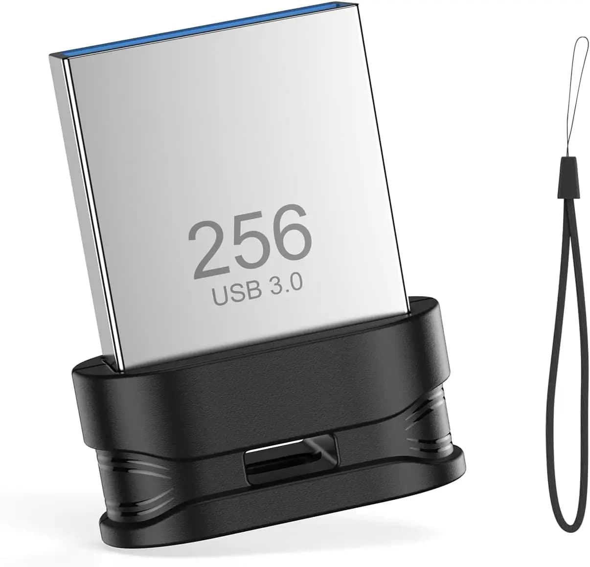 Chiavetta USB 3.0 da 256GB, Mini Memoria Flash Impermeabile con Foro per Cordino per Computer, Laptop, Smart TV, Nera