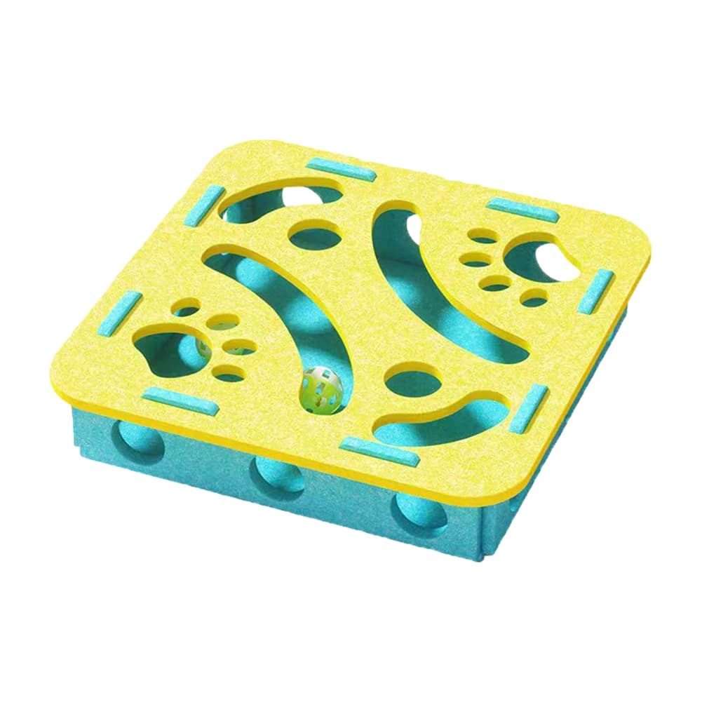 Scatola di feltro per labirinto per gatti con scatola di puzzle in feltro con palla Giocattolo per esercizi per gatti con campana Scatola di puzzle per gatti da interno per gatti gattini