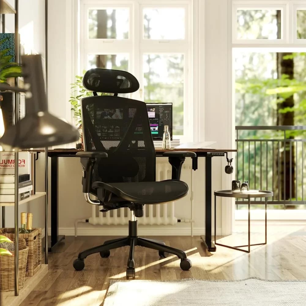 Sedia da ufficio per casa, sedia da ufficio ergonomica, sedia da scrivania girevole per giochi per computer con schienale alto con braccioli regolabili e supporto lombare