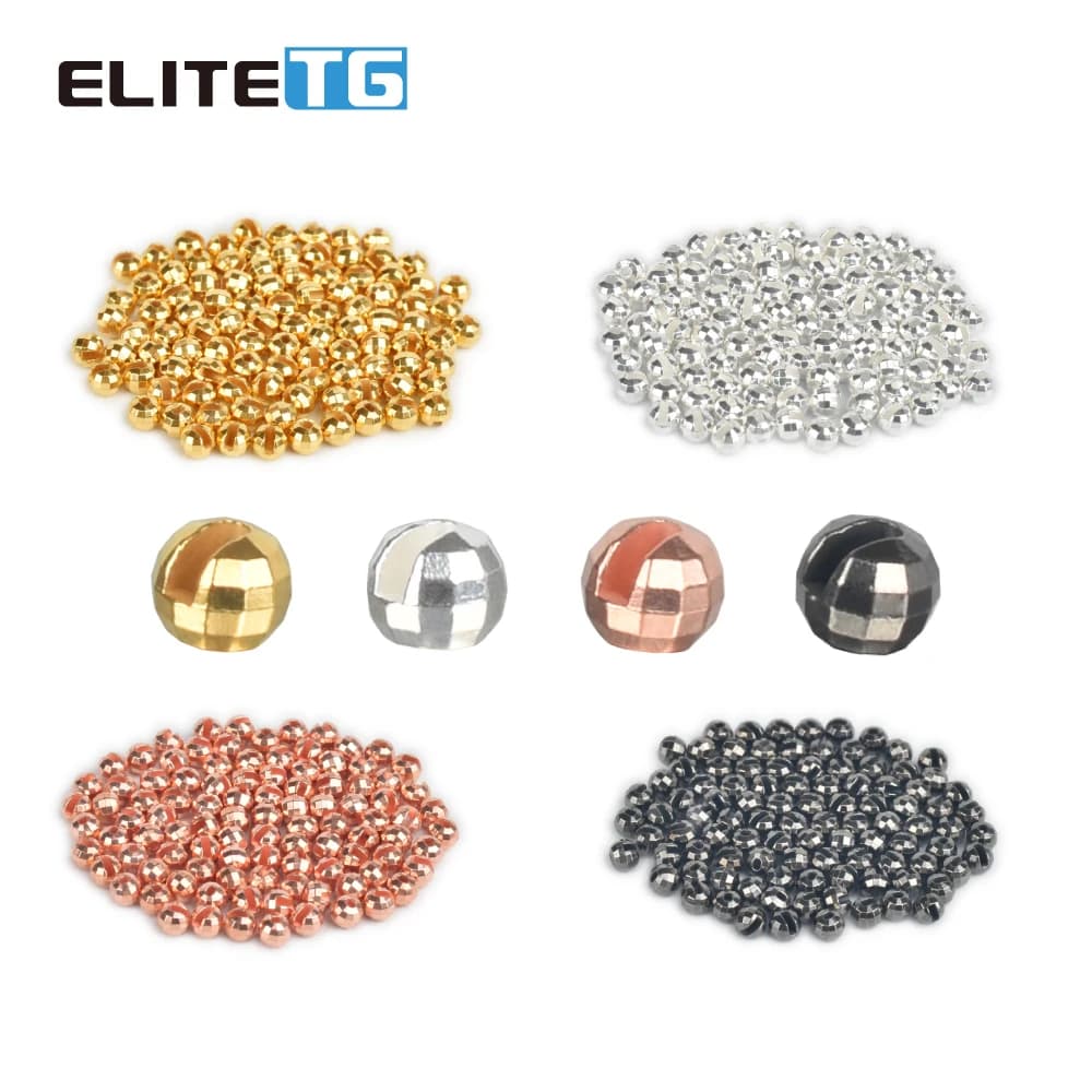 Elite TG 100 Pezzi Perline Sfaccettate per la Costruzione di Mosche da Pesca, per Trota, Ninfe, Mosche Artificiali Fai da Te, Materiale per la Pesca
