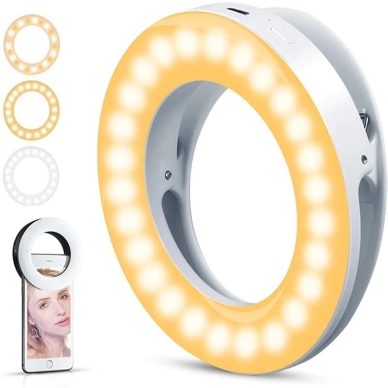 Aggiornamento 3200K-6500K LED Clip Anello luminoso 40 Lampada a LED Selfie Luci di riempimento per iPhone Andriod Lampada di miglioramento della carica USB del telefono cellulare