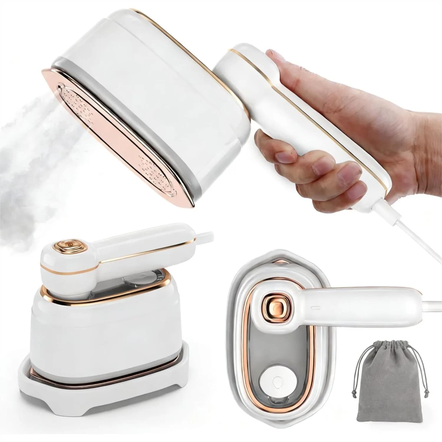 Ferro da Stiro da Viaggio per Vestiti, Mini Ferro Portatile da 1200W con Riscaldamento Rapido e Rimozione delle Pieghe, Perfetto per l'Uso in Movimento
