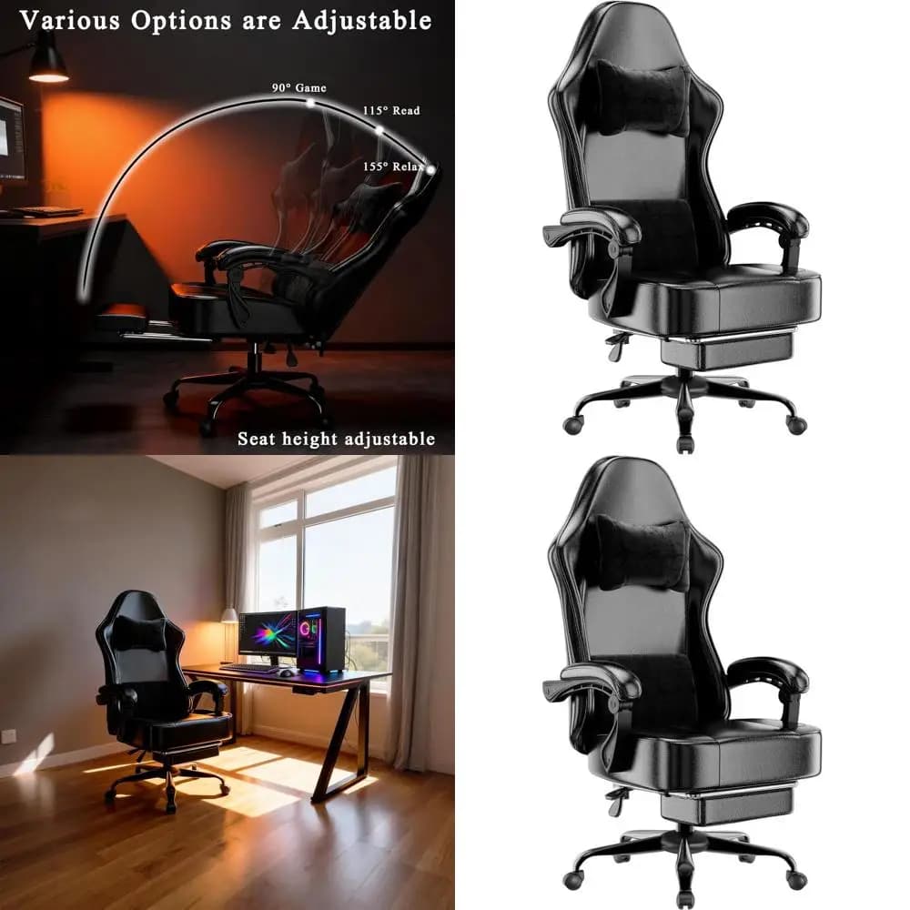 Sedia da Gaming Ergonomica in Pelle PU con Cuscino a Molle Insacchettate, Supporto Regolabile e Poggiapiedi per Adulti