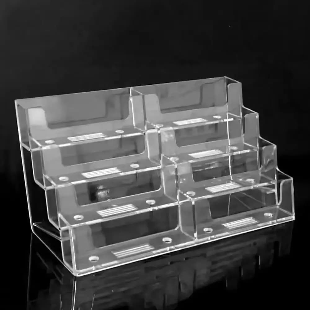 Transparent Business Card Box Display Holder 4 Layers Name Card Display Stand 8 Grids Multi-Layer Business Card Storage Box