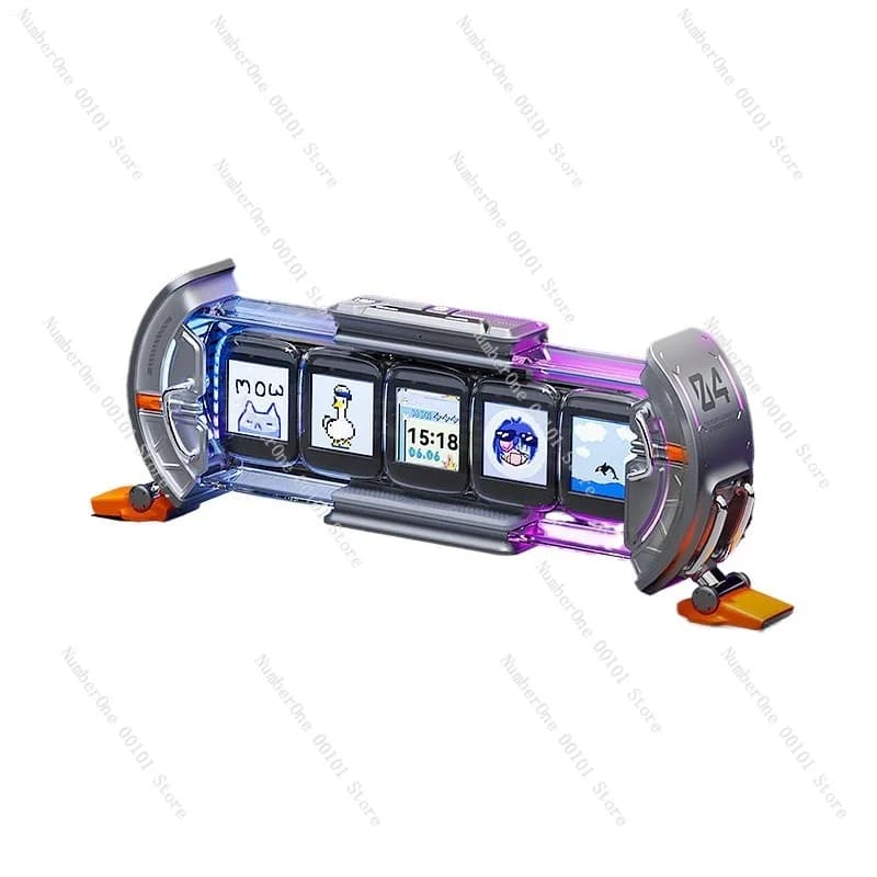 Orologio a Tubo al Neon Time Gate con Display Personalizzabile, Decorazione per Scrivania da Gaming, Orologio LED in Stile Tecnologico, Regalo Creativo per l'Atmosfera della Stanza