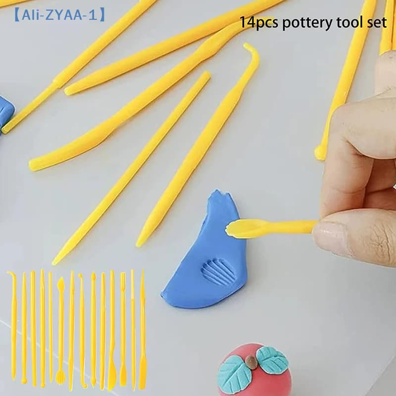 【ZYAA-1】Set di 14 utensili per ceramica in plastica, kit di coltelli per scultura in argilla polimerica