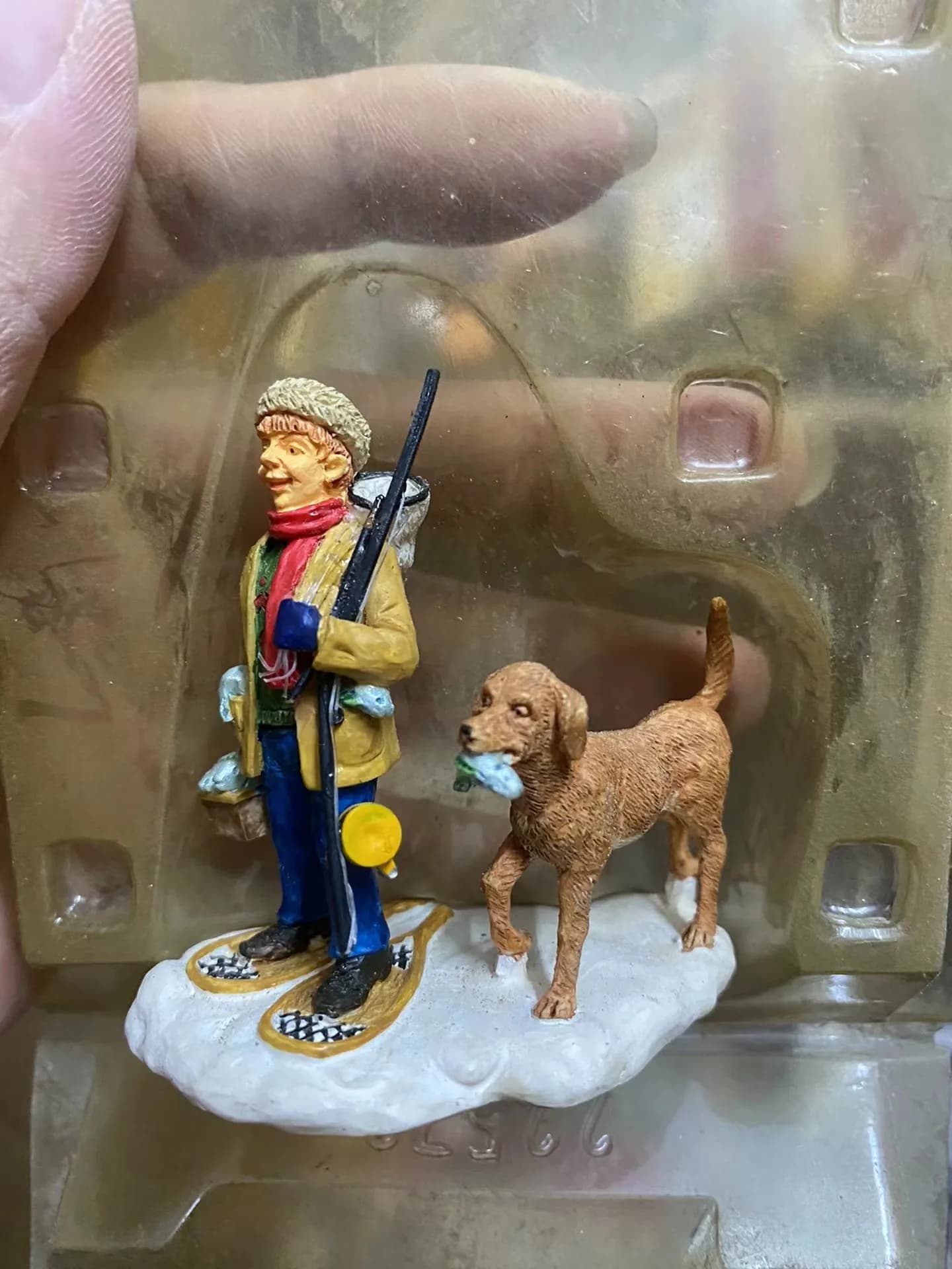 Gioco terapeutico con figure in resina per tavolo di sabbia, con tema di pesca e cane, per terapia psicologica e mentale