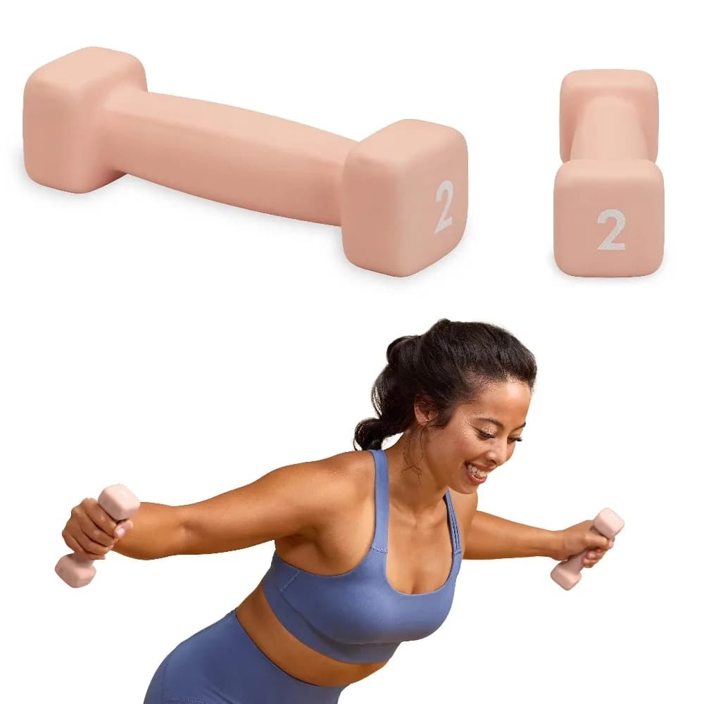 Neoprene Coated 2 Pound Dumbbell Single Light Weight Fitness Equipment for Women Home Gym Exercise Workout Strength Training Yoga Pilates Barre Tone Arms Legs Core Muscle Building Beginner Friendly Soft Grip Hand Weights