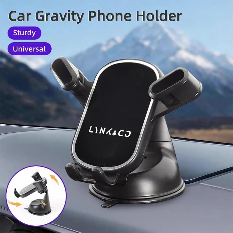 Car Gravity Phone Holder Suction Cup Base Phone Stand With Hook Accessories For LYNK&CO 06 03 05 08 09 01 02 Hatchback BX11