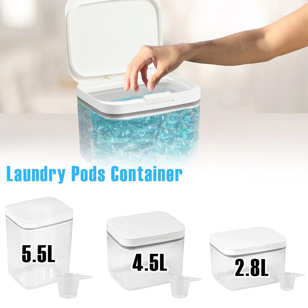 Contenitore per cialde per bucato 2.8L/4.5L/5.5L scatola portaoggetti trasparente con coperchio custodia per bucato sigillata Pop-Up automatica per la cucina della camera da letto