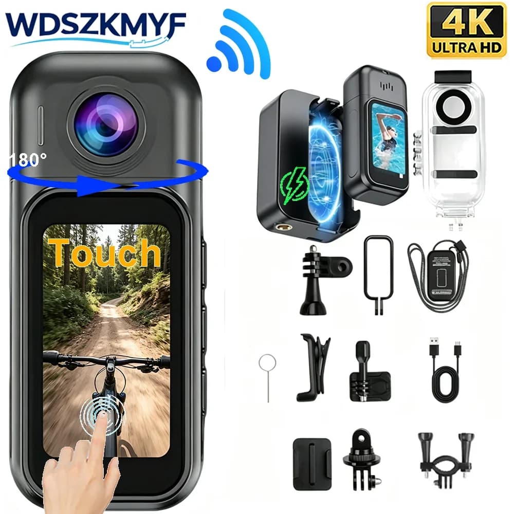 Mini 4K/1080P WiFi Body Vlog Camera Portable Sports Cam With Charging Case For Motorcycle Bicycle Pet Cycling Outdoor Recording