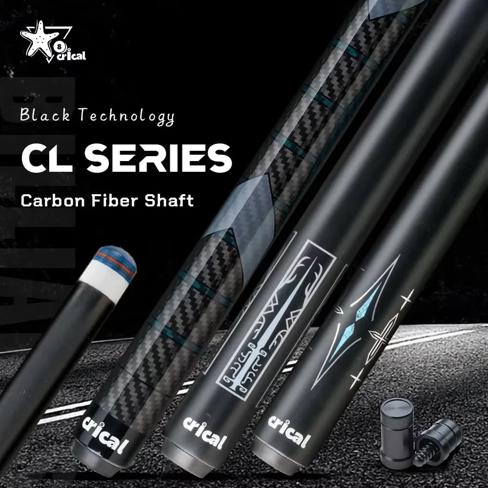 Crical Carbon Fiber Pool Cue Stick Carbon Fiber Billiard Cue Stick Kit Low Deflection 3/8*8 Joint with Billard Cases