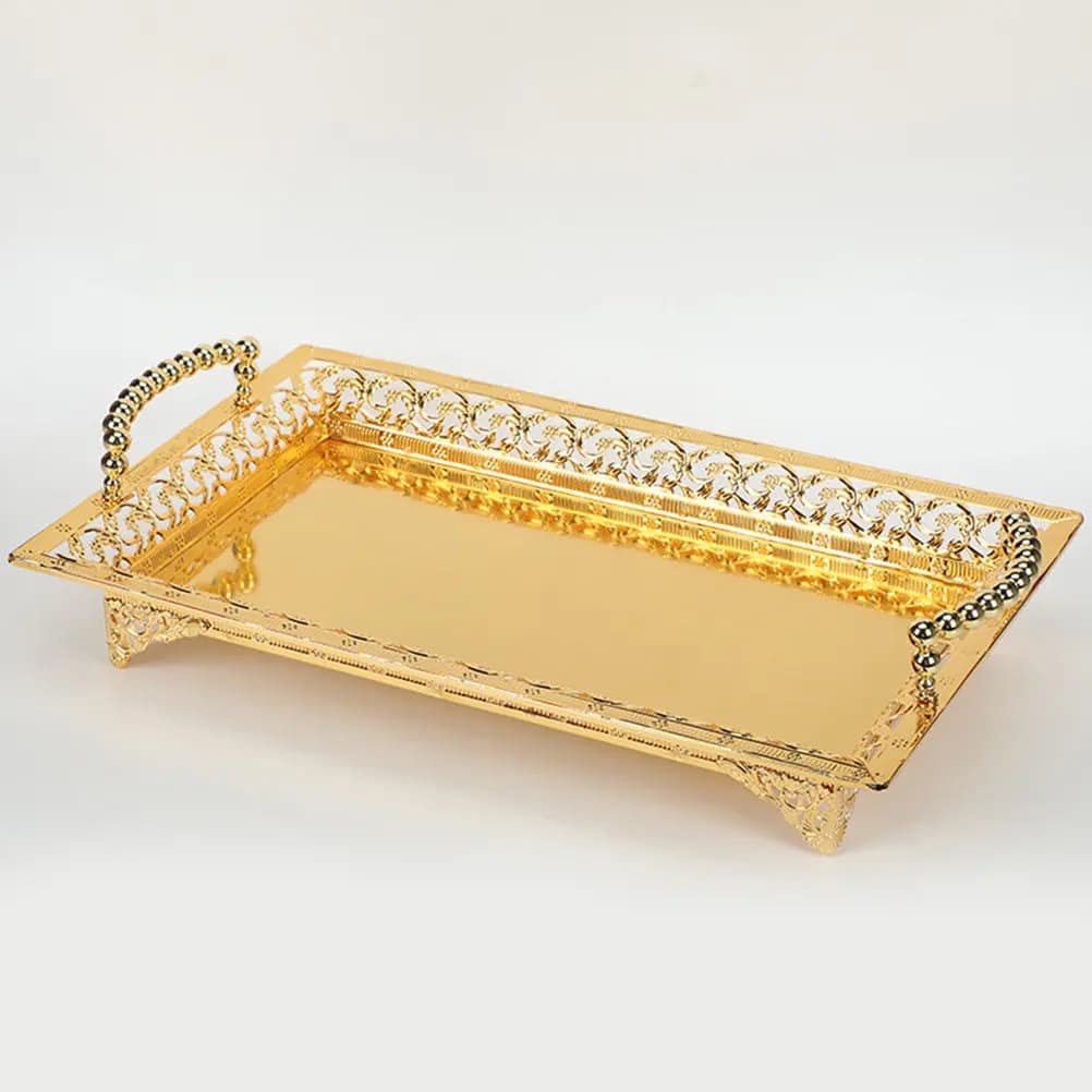 Metal Fruit Tray Zinc Alloy Rectangle Serving Dish for Nuts Candies Snacks Dried Fruits Coffee Table Desktop Decorative Storage