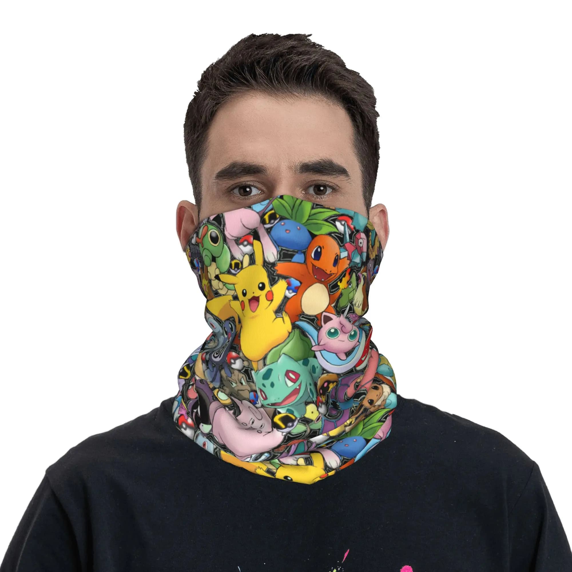 Scaldacollo Bandana P-Pokemon Pikachu per Uomo e Donna, Sciarpa Invernale per Escursionismo e Sci, Copriviso