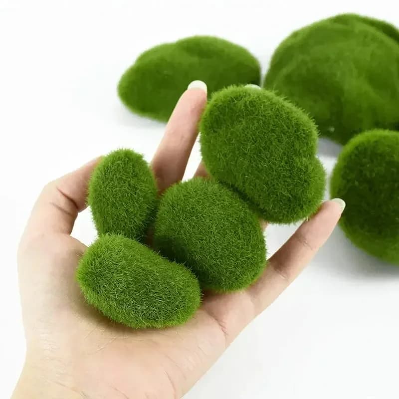 New Set of 10 Pieces Artificial Stones with Simulated Musk, Faux Musk Sphere, Green Plants for Home Decoration, Garden, Flower Jars, Creative Crafts