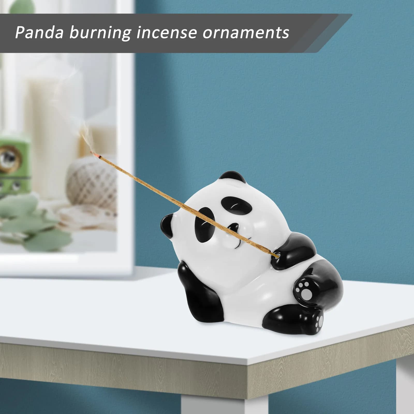 Porta Incenso Creativo a Forma di Panda in Ceramica, Mini Formato, Facile da Trasportare, Design Elegante per Ufficio, Camera da Letto, Studio, Soggiorno, Decorazione Casa