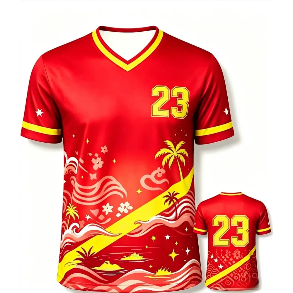 2026 New Tropical Palm Wave Print T-shirt Summer Quick Dry Breathable 23 Number Football Training Sports Short Sleeve Tee Unisex