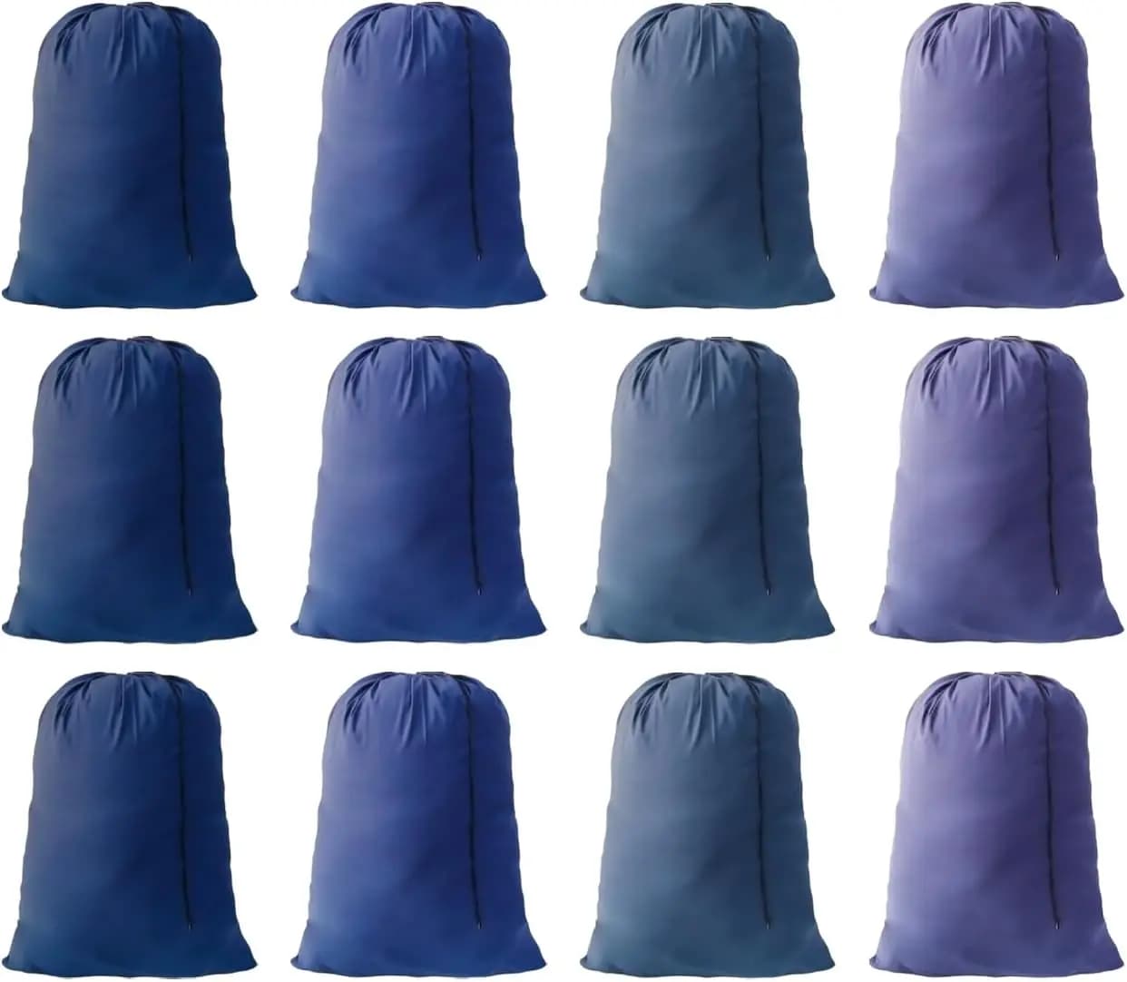 Extra large linen bag, 30x40 inches, closure with coulisse to store the apartment travel in the university dorm (package of 12 blue)