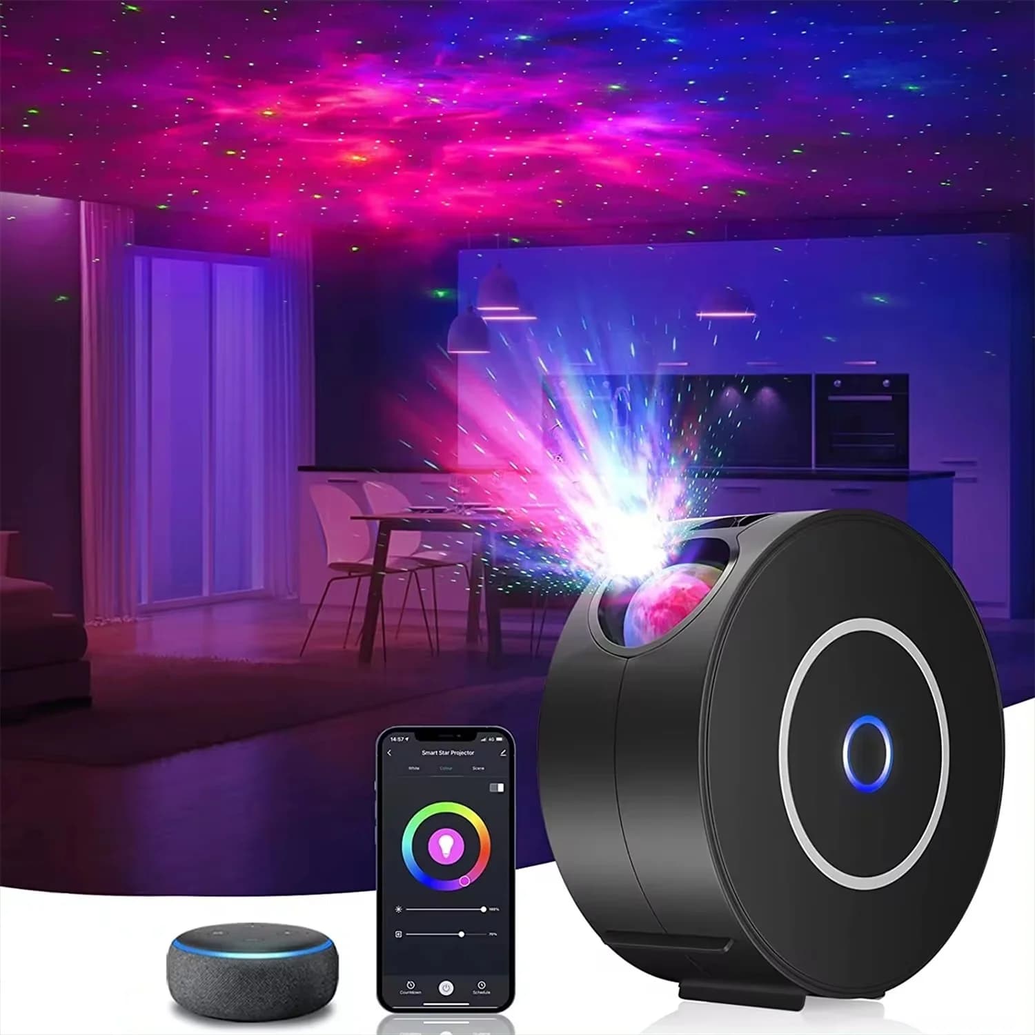 Proiettore Smart Star Galaxy Light con Telecomando e Struttura Premium in ABS e Lente HD per Cinema Domestico, Bar e Feste di Compleanno