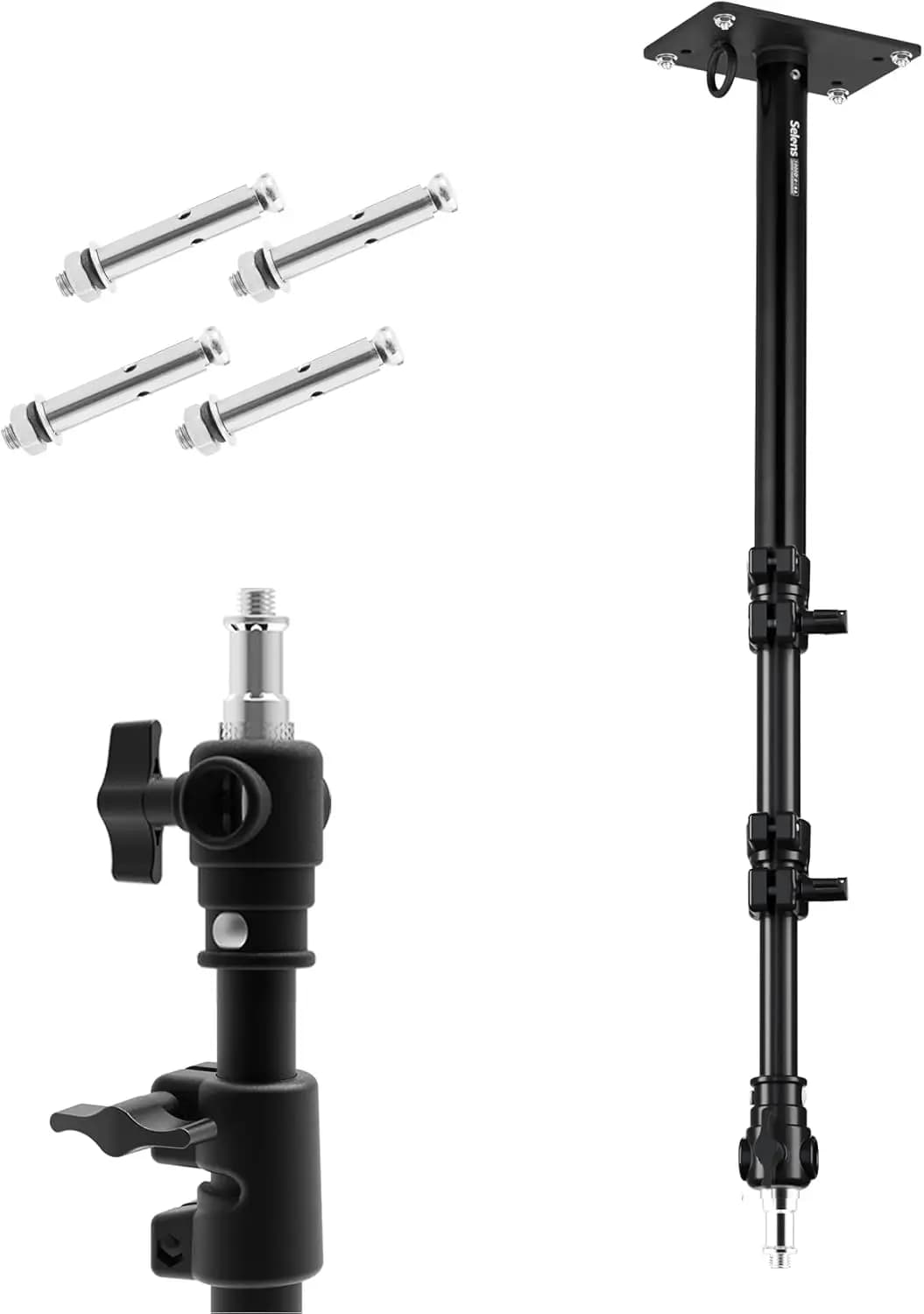 Supporto per fotocamera da soffitto per anello luminoso, flash, softbox e riflettore, estensibile fino a 39 pollici