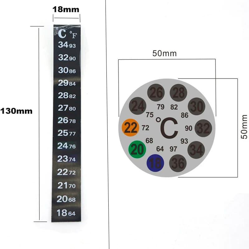 Aquarium Fish Tank Strip Stick-on discolor Thermometer Sticker Adhesive Dual Scale Temperature Tools k