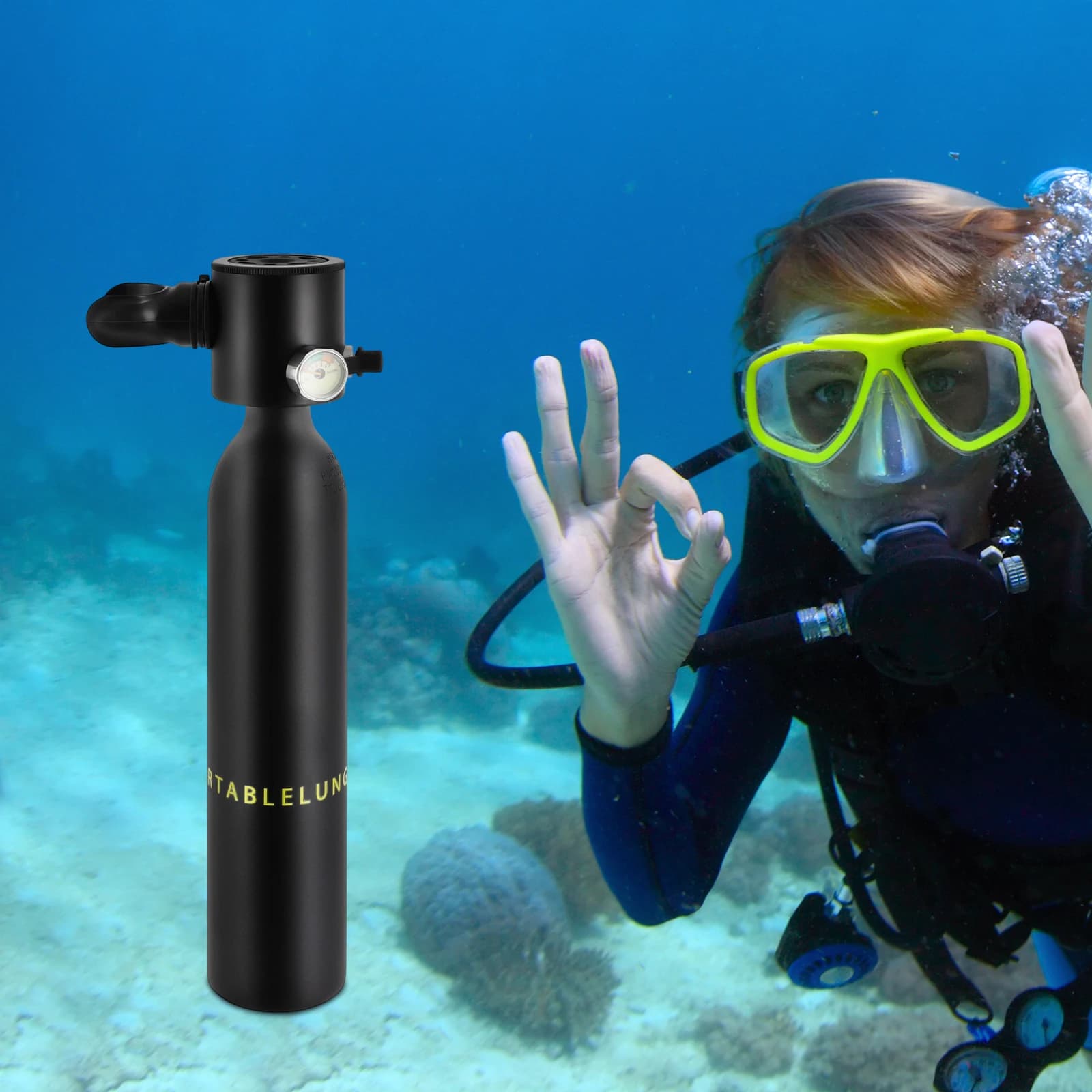 0.5L Underwater Tank, 5-10 Minute Diving Portable Device, Snorkeling Reserve Air Tank and Diving Practice