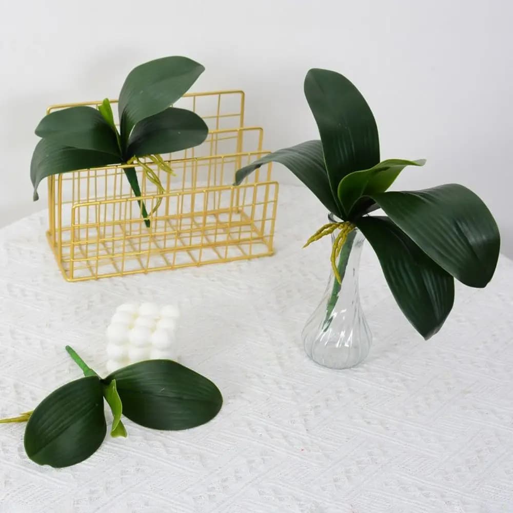 Pianta Artificiale Verde Realistica, Orchidea Finta in Plastica Effetto Reale, Decorativa