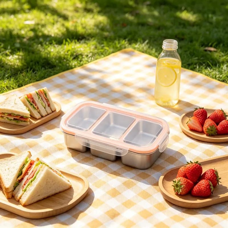 304 Stainless Steel Lunch Box Bento Box Compartment Food Container with Lid Sealed Leak Proof Odor Proof Meal Prep Container Box