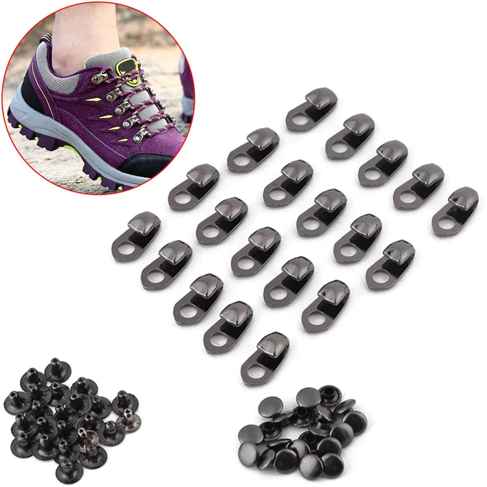 10~500 Set Boot Hook Eyelets Climb Shoelace Buckle/Set Boot Hooks Lace Fittings With Rivet for Repair/Camp/Hike/Climb Accessorie