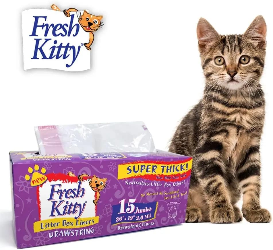 Sacchetti igienici super spessi con coulisse per lettiera, 15 pezzi, resistenti e facili da pulire per gatti