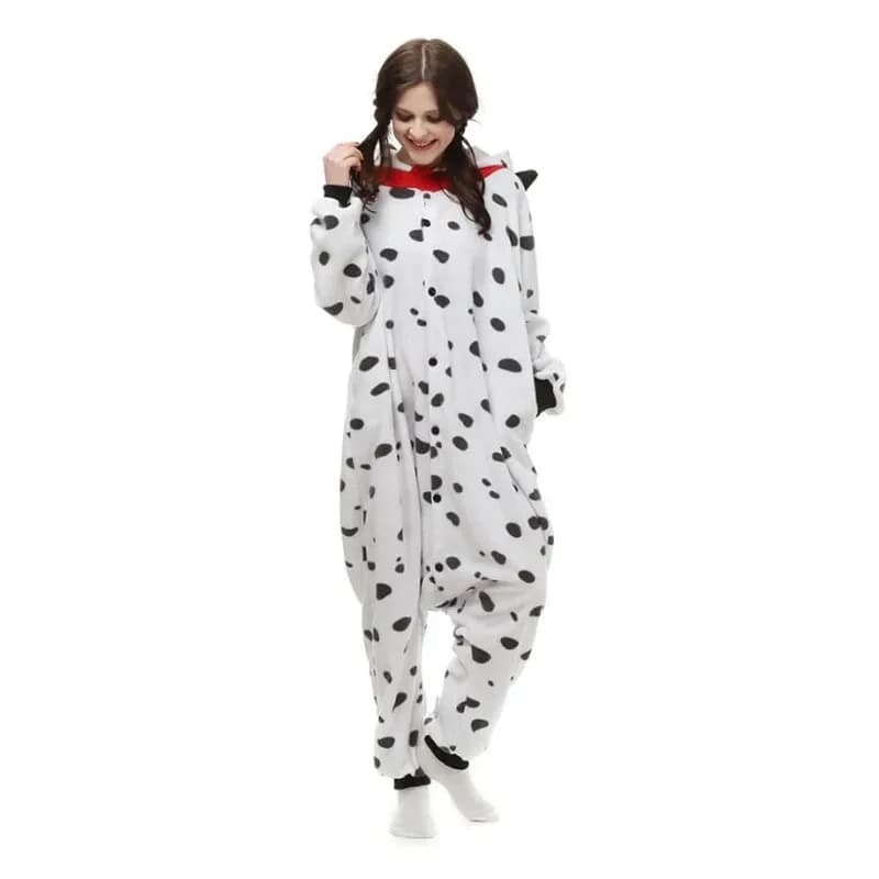 ♡ Costume di Halloween 101 Dalmatians, Tuta con Cappuccio, Pigiama, Vestito per Donna Adulta, Cosplay Cruella, Nuovo Costume 2026
