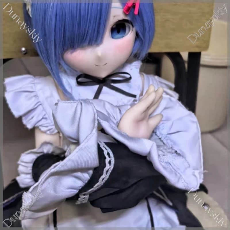 RE0 Rem Ram BJD Fits 100-170cm Silicone Figures Clothes Cosplay Maid Dress Headband Sleeves Apron Bow Classic Anime Maid Uniform