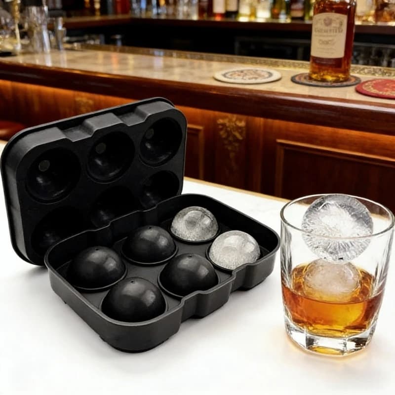 Stampo Grande in Silicone 3D per Sfere di Ghiaccio, Vassoio per Cubetti di Ghiaccio Grandi per Freezer, Whisky, Cocktail, Accessorio da Bar