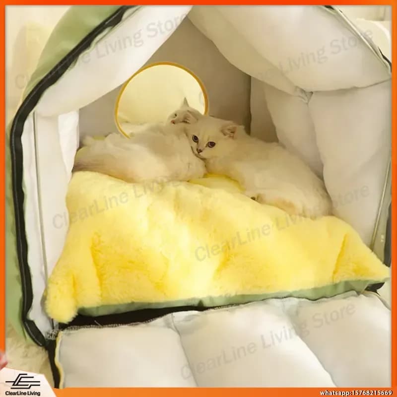 Cuccia Morbida Invernale per Gatti e Cani, Cuccia Piccola per Animali Domestici, Tenda a Grotta Accogliente con Cuscino Rimovibile per Gatti e Cani
