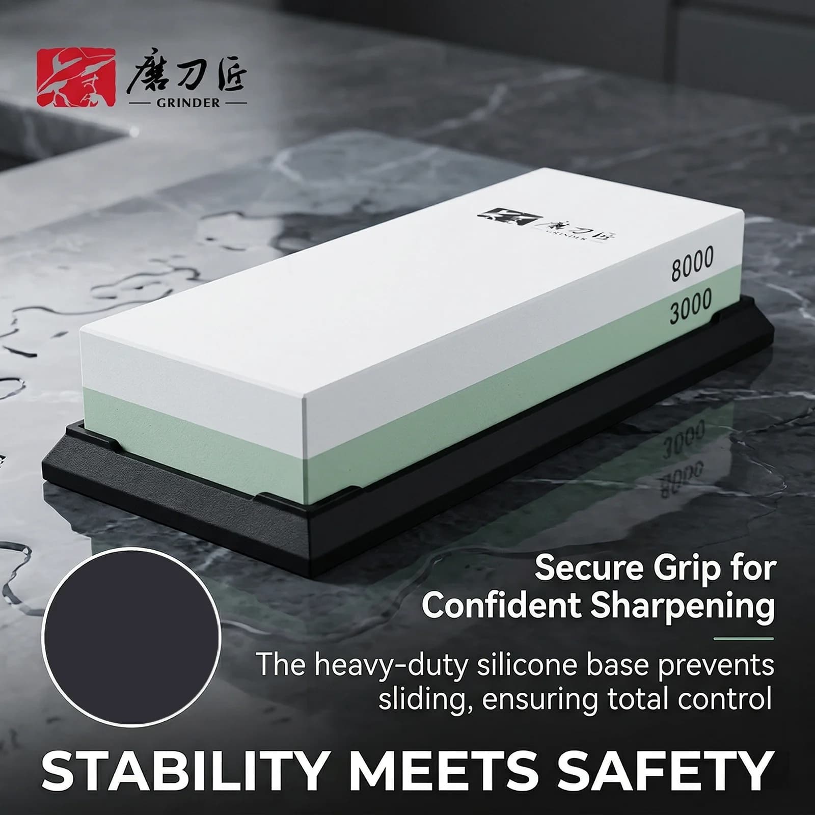 Corundum Double Side Sharpening Stone 8000/3000 Grit Whetstone 180x60x28mm 558g Professional Kitchen Knife Tool